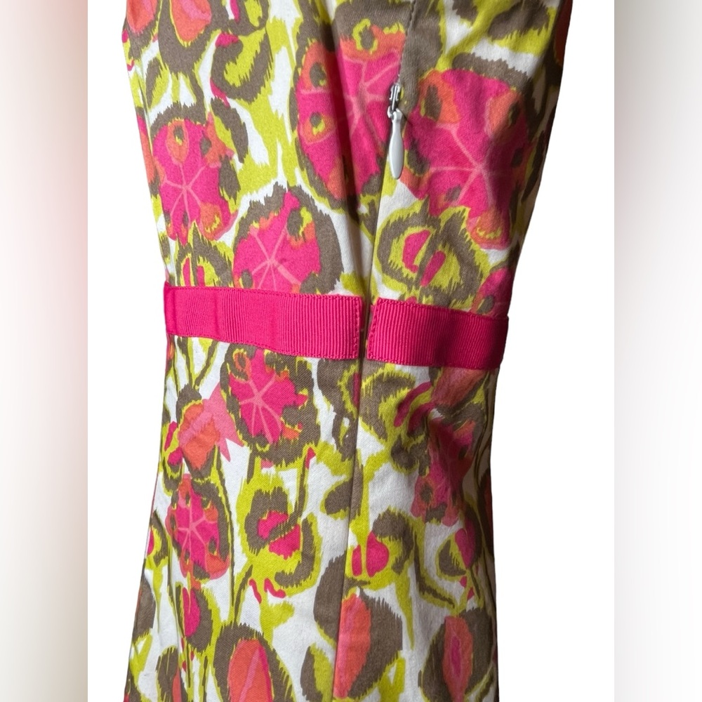 Boden Floral Sheath Dress US 8 Pink Green Cotton Scoop Neck Cap Sleeve - Picture 6 of 14